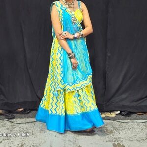 Vibrant Blue and Yellow Traditional Dress